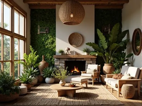 sunroom,house plants,houseplants,indoor,home interior,houseplant,sitting room,conservatory,interior decor,interior design,living room,hanging plants,rustic aesthetic,potted plants,fireplace,livingroom,fireplaces,green living,interiors,herbology