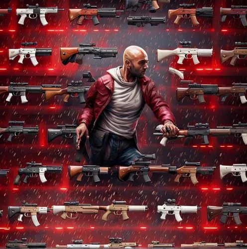 Red Jacket,  Plastic toy texture, High quality, extreme detail, cloth, ,red hood,kingpin,dead pool,shooter game,carmine,deadpool,action hero,bullets,red matrix,equalizer,daredevil,common,guns,game art