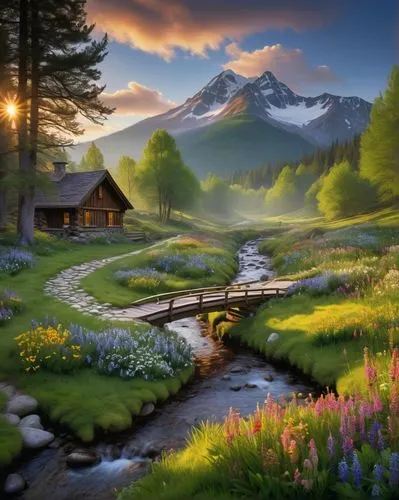 meadow landscape,home landscape,landscape background,salt meadow landscape,fantasy landscape,beautiful landscape,nature landscape,mountain meadow,mountain landscape,alpine meadow,mountain scene,landscape nature,landscapes beautiful,mountain spring,natural scenery,natural landscape,world digital painting,fantasy picture,background view nature,rural landscape,Illustration,Abstract Fantasy,Abstract Fantasy 22