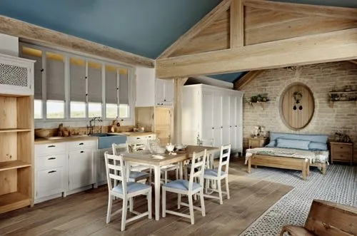 kitchen design,scandinavian style,kitchen interior,inverted cottage,danish house,modern kitchen interior,wood casework,3d rendering,wooden beams,modern kitchen,kitchen,vintage kitchen,kitchenette,danish room,big kitchen,small cabin,loft,chefs kitchen,kitchens,tile kitchen,Photography,General,Realistic