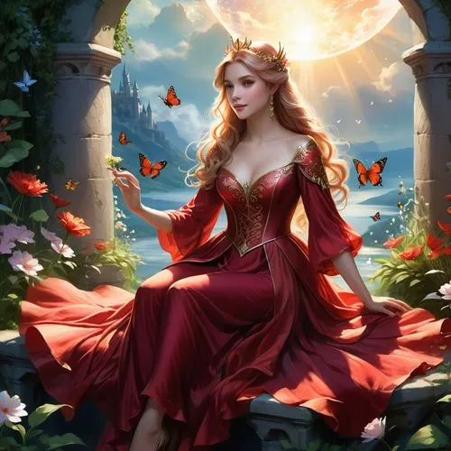 titania,rosa 'the fairy,margairaz,fairy queen,fantasia,fae,Illustration,Realistic Fantasy,Realistic Fantasy 01