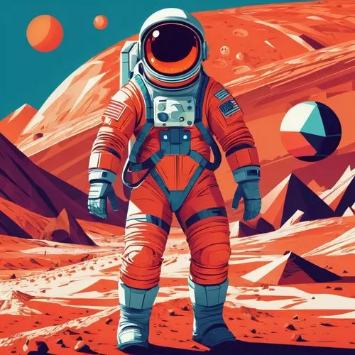 red planet,garrison,orange,astronaut,astronautic,mission to mars,Illustration,Vector,Vector 17