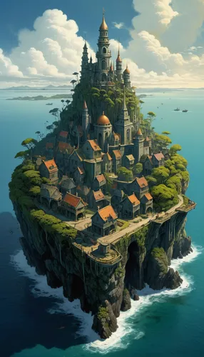 floating island,islet,mushroom island,island of juist,the island,an island far away landscape,flying island,island,house of the sea,monkey island,peninsula,islands,island of fyn,island suspended,artificial island,water castle,lavezzi isles,floating islands,knight's castle,castel,Illustration,Realistic Fantasy,Realistic Fantasy 05