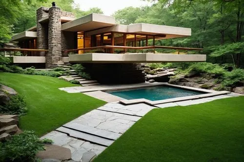 fallingwater,landscaped,mid century house,pool house,turf roof,landscaping,beautiful home,mid century modern,forest house,modern house,dreamhouse,green lawn,grass roof,backyard,modern architecture,meadowood,golf lawn,landscape design sydney,landscaper,luxury property,Conceptual Art,Graffiti Art,Graffiti Art 01