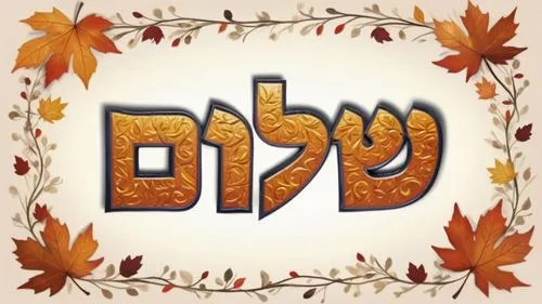 the name of an arabic - style character with autumn leaves,parashah,chodesh,birkat,sukkot,shemtov,tehillim