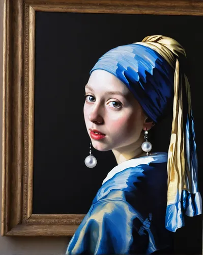 girl with a pearl earring,portrait of a girl,oil painting,mystical portrait of a girl,girl with cloth,oil painting on canvas,mazarine blue,italian painter,beautiful bonnet,girl portrait,girl in cloth,girl wearing hat,blue painting,photo painting,artist portrait,beret,artistic portrait,portrait photographers,majorelle blue,portrait of christi,Photography,Documentary Photography,Documentary Photography 14