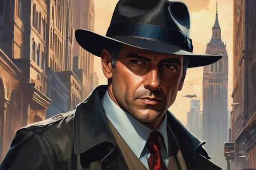 detective,holmes,casablanca,al capone,spy,inspector,mafia,gentleman icons,gunfighter,sherlock holmes,private investigator,investigator,indiana jones,spy visual,game illustration,film noir,austin cambridge,trilby,secret agent,sci fiction illustration,Conceptual Art,Fantasy,Fantasy 15