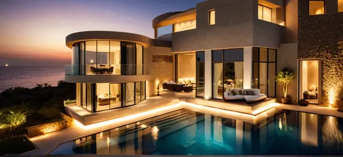 Design a modern contemporary villa to be built in Muscat, Oman, using traditional materials. Incorporate natural elements such as stone, wood, and clay to create a seamless blend of modern aesthetics 