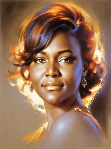 ester williams-hollywood,sarah vaughan,portrait of christi,artist portrait,official portrait,custom portrait,portrait background,jazz singer,sighetu marmatiei,portrait,rose woodruff,maria bayo,blues and jazz singer,african american woman,lira,oil painting on canvas,world digital painting,nigeria woman,woman portrait,caricaturist,Digital Art,Impressionism