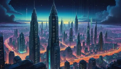 fantasy city,futuristic landscape,metropolis,sky city,city cities,cityscape,cyberpunk,city skyline,skyscrapers,sci fiction illustration,skyscraper town,valerian,black city,cities,dystopian,skycraper,fantasy world,skyscraper,city at night,ancient city,Illustration,Realistic Fantasy,Realistic Fantasy 31