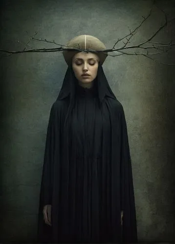 seven sorrows,gothic portrait,conceptual photography,girl with tree,the witch,mystical portrait of a girl,pilgrim,priestess,of mourning,crown of thorns,the nun,praying woman,the hat of the woman,tree thoughtless,transience,woman of straw,gothic woman,witch house,dark gothic mood,the enchantress,Photography,Documentary Photography,Documentary Photography 27