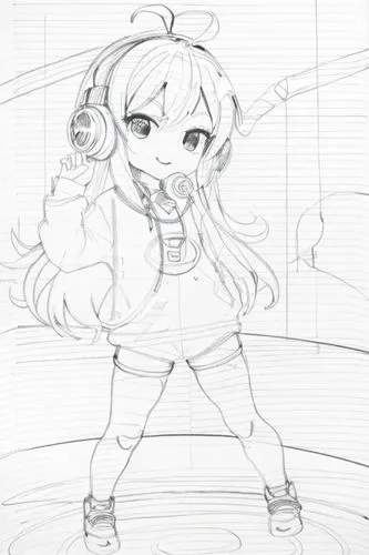 chibi girl,poi,streaming,camera drawing,naginatajutsu,star drawing,vocal,fighting stance,rapper,drawing trumpet,chibi,rain suit,donut drawing,rapping,scribble,headphone,singing,conducting,mic,sing