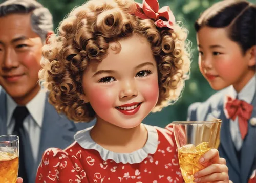 A  Toast to Shirley Temple Our Original Curly Hair Idol,shirley temple,vintage asian,vintage children,pyongyang,retro 1950's clip art,north korea kpw,coca cola,coca-cola,japanese whisky,the coca-cola 