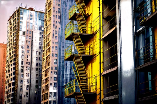 wanchai,apartment blocks,kowloon city,high rises,kowloon,mongkok,taikoo,antilla,apartment block,ektachrome,paulista,urban towers,shangai,fire escape,highrises,buildings,yellow machinery,balconies,exarcheia,tall buildings,Photography,Documentary Photography,Documentary Photography 22