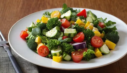 Write a recipe for a healthy mixed vegetable salad.,vegetable salad,grilled vegetables,snack vegetables,vegetable skewer,mixed vegetables,colorful vegetables,garden salad,farmer's salad,chopped vegeta