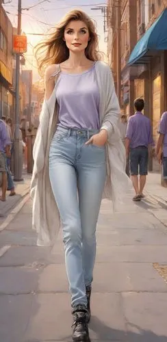 (normal ideal human proportions, real human proportions)(long shoulderlong hair, open flaxen hair)(medium buxom)(inquisitive expression, natural face, natural lips, pale lips)(evening sunset, walking 