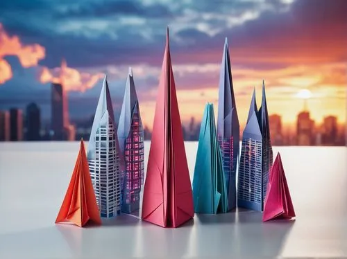 city skyline,metronomes,skyscrapers,shard of glass,futuristic architecture,origami paper plane,skyline,skylines,spires,city buildings,capcities,maquettes,glass series,glass pyramid,obelisks,coruscant,urban towers,supertall,cube stilt houses,pendulums,Unique,Paper Cuts,Paper Cuts 02