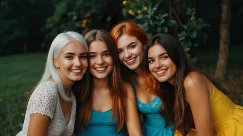 copper hair,women friends,young women,three friends,ladies group,beautiful women,beautiful photo girls,friendly three,group photo,women clothes,group think,group of real,foursome (golf),social group,w