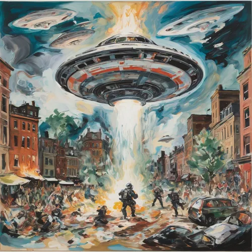 ufo,ufos,ufo intercept,saucer,apocalypse,abduction,apocalyptic,atomic bomb,alien invasion,zeppelin,panopticon,brauseufo,zeppelins,aliens,flying saucer,wormhole,dante's inferno,ufo interior,extraterrestrial,ascension,Conceptual Art,Oil color,Oil Color 18