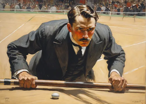 Depict a man's face displaying determination and focus during a high-stakes competition.,real tennis,first-class cricket,casement,baseball umpire,english billiards,american baseball player,sportsman,f