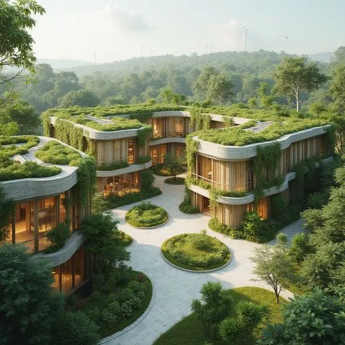 ecovillages,forest house,amanresorts,treehouses,ecotopia,ecovillage,greenforest,3d rendering,landscaped,house in the forest,renderings,grass roof,green forest,green living,biopiracy,tree house hotel,luxury property,green garden,bioregional,futuristic architecture,Photography,General,Realistic