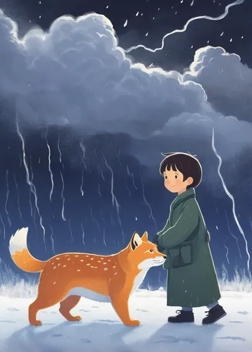 boy and dog,rain cats and dogs,dog illustration,raincoat,companion dog,dog and cat,ritriver and the cat,girl with dog,stray dog,walking in the rain,howl,fox in the rain,stray cat,stray,shiba,rainy day,companion,long coat,rainy season,rainy,Illustration,Japanese style,Japanese Style 17