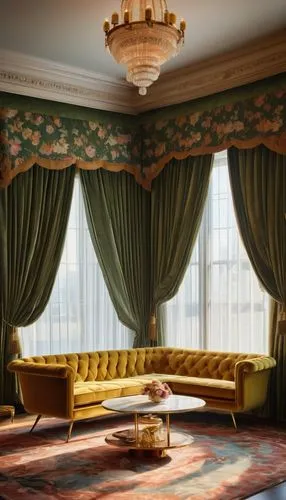 ornate room,victorian room,bedchamber,opulently,damask background,gournay,royal interior,ballrooms,sitting room,claridge,rosecliff,baccarat,damask,opulent,great room,chaise lounge,opulence,interior decor,danish room,yellow wallpaper,Illustration,American Style,American Style 08