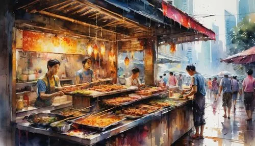 street food,greenmarket,market stall,stallholder,namdaemun market,fruit market,fish market,market,yatai,the market,indonesian street food,kowloon,boqueria,watercolor tea shop,fruit stand,watercolor shops,hunanese,world digital painting,watercolor painting,fishmarket,Illustration,Paper based,Paper Based 04