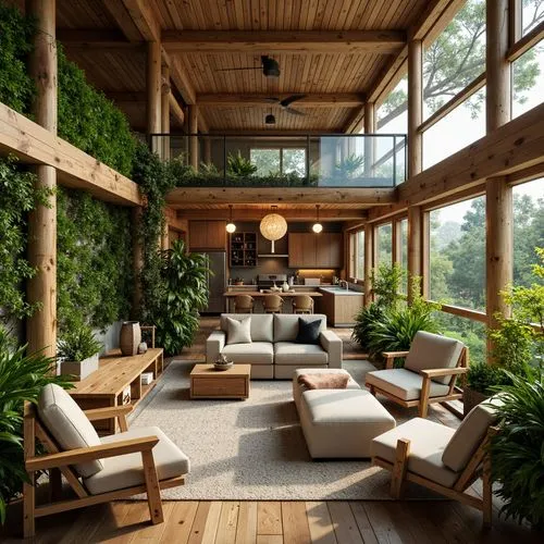 sunroom,living room,livingroom,forest house,modern living room,indoor,conservatory,sitting room,beautiful home,loft,interior modern design,interior design,porch swing,family room,green living,luxury home interior,landscaped,tree house,treehouse,tropical house