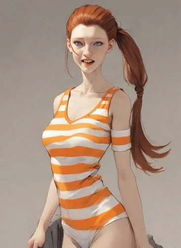 nami,one-piece swimsuit,redhead doll,3d figure,rockabella,orange,redheads,daphne,3d model,one-piece garment,pin-up girl,tankini,pinup girl,the sea maid,mary jane,sprint woman,female model,swimsuit,pin up girl,kosmea,Digital Art,Comic