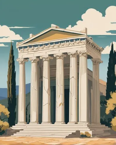 greek temple,zappeion,temple of diana,doric columns,panathenaic,peristyle,roman temple,acropolis,parthenon,the parthenon,gennadius,caesonia,temple of hercules,ancient olympia,palladian,panagora,doric,neoclassicism,erechtheus,athenian,Illustration,Vector,Vector 01