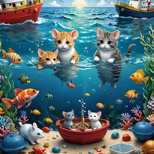 aquarium inhabitants,aquarium,aquaculture,flotilla,pescatori,poissons,Illustration,Realistic Fantasy,Realistic Fantasy 19