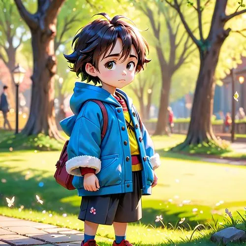 hiro,cute cartoon character,kumiko,toddler in the park,protagonist,kazuma,Anime,Anime,Cartoon