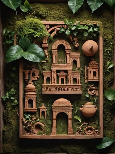 terracotta tiles,wood carving,terracotta,carved wood,carved wall,woodburning,diorama,wooden birdhouse,miniature house,coyoacan,tlaquepaque,woodcarving,garden door,woodcarvings,hacienda,carvings,garden decoration,terracottas,fairy door,garden decor,Unique,Design,Knolling