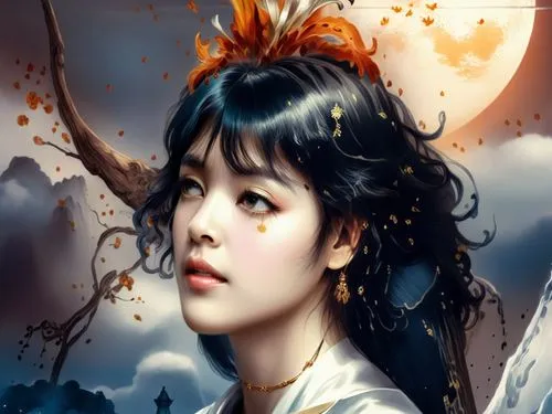 zhiyuan,xiaohua,xiaofei,diaochan,qianfei,yuexiu,Illustration,Realistic Fantasy,Realistic Fantasy 01