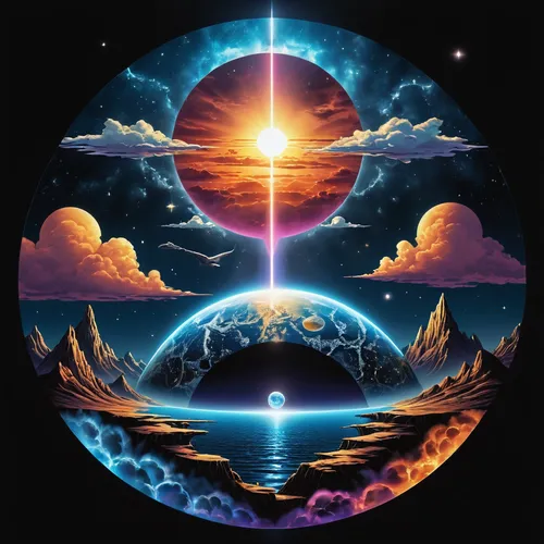 High detailed photo realistic hologram futuristic sunset water world in a tear drop cloud nebula precious moments t-shirt emblem looney toon gangster timelord howling at moon with star tribal shape su