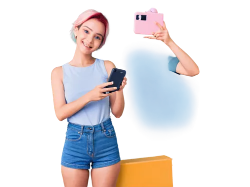 girl making selfie,mobitel,woman holding a smartphone,phone icon,jeans background,girl with speech bubble,blurred background,denim background,phone clip art,marzia,htc,mobifone,celular,phone,transparent background,mobile camera,portrait background,french digital background,photographic background,tiktok icon,Illustration,Abstract Fantasy,Abstract Fantasy 17