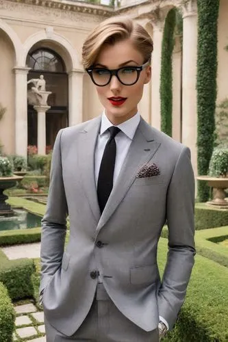 woman in menswear,menswear for women,men's suit,smart look,business woman,formal guy,businesswoman,suit trousers,navy suit,silver framed glasses,business girl,lace round frames,women fashion,suit,bow-tie,gentleman,sharp,masculine,bow tie,librarian,Photography,Realistic