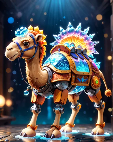 carousel horse,bazlama,carnival horse,two-humped camel,male camel,dromedary,camel,weehl horse,golden unicorn,colorful horse,dream horse,llama,arabian camel,electric donkey,animals play dress-up,arabian horses,shadow camel,arabian horse,fire horse,lama,Anime,Anime,Cartoon