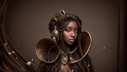 fantasy portrait,african woman,african art,african american woman,zodiac sign libra,ancient egyptian girl,laurel wreath,mystical portrait of a girl,dark elf,fantasy art,beautiful african american women,black woman,dryad,priestess,cleopatra,portrait background,adornments,warrior woman,magic mirror,the enchantress,Common,Common,None