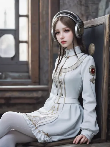 listening to music,headphone,wireless headset,headset,pale,headphones,dollfie,girl sitting,white winter dress,female doll,music player,white lady,relaxed young girl,listening,steampunk,wireless headphones,princess leia,girl in a long,the listening,bluetooth headset,Art,Classical Oil Painting,Classical Oil Painting 12