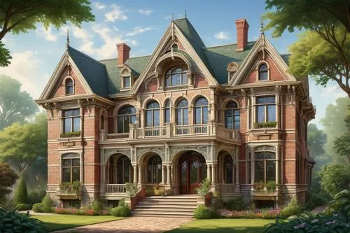 victorian house,victorian,old victorian,brownstones,maplecroft,dreamhouse,forest house,two story house,victoriana,witch's house,house in the forest,doll's house,brownstone,house painting,victorian style,fairy tale castle,country house,beautiful home,maison,sylvania,Illustration,Retro,Retro 24