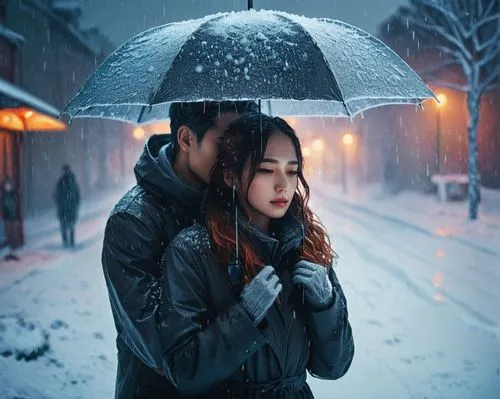 snow scene,romantic scene,winter background,snowfalls,snowfall,in the snow,romantic look,asian umbrella,night snow,snow rain,romantic portrait,korean drama,cinta,winter dream,snowing,love couple,melt,christmas snowy background,romantic night,girl and boy outdoor,Conceptual Art,Sci-Fi,Sci-Fi 11