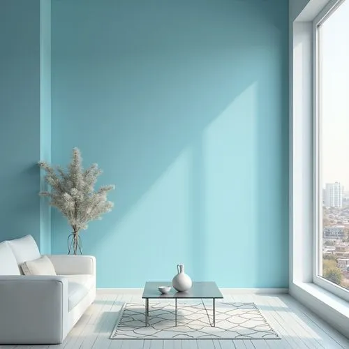 blue room,blue painting,color turquoise,modern decor,color wall,wall,electrochromic,sky apartment,pastel wallpaper,opaline,contemporary decor,modern room,windowblinds,livingroom,wall paint,trend color,wallcoverings,3d rendering,house painting,blur office background,Photography,General,Realistic