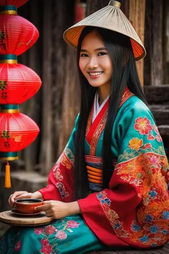 vietnamese woman,asian conical hat,asian lamp,asian woman,oriental girl,asian costume,asian culture,inner mongolian beauty,vietnamese,japanese woman,vintage asian,asian girl,traditional vietnamese musical instruments,oriental princess,yunnan,traditional chinese,oriental,asian umbrella,mulan,red lantern,Conceptual Art,Fantasy,Fantasy 30