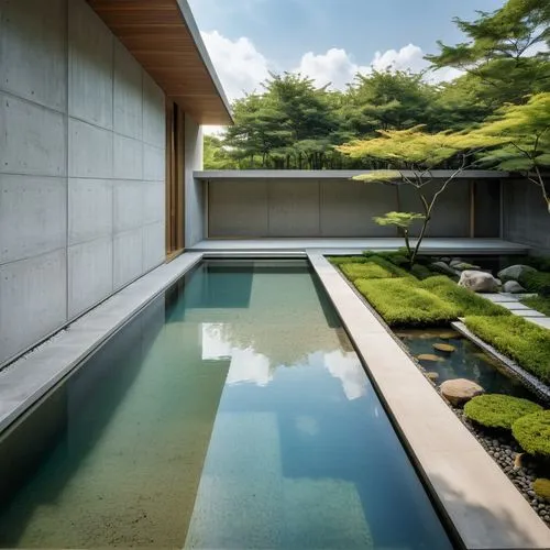 japanese zen garden,zen garden,ryokan,asian architecture,koi pond,infinity swimming pool,Photography,General,Realistic