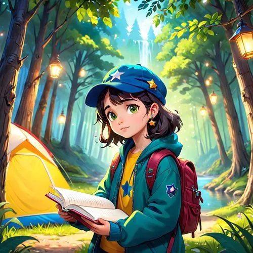 girl studying,kaban,yanmei,emara,forest work,kids illustration,ghibli,little girl reading,forest background,game illustration,book wallpaper,in the forest,hoenn,orienteering,himawari,schoolbreak,scouts,tutor,studio ghibli,kanto,Anime,Anime,Cartoon