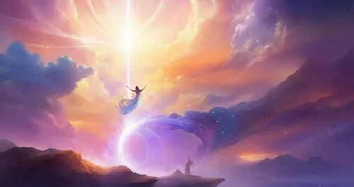 the pillar of light,light bearer,astral traveler,ascension,eckankar,ascendent,transfiguration,sunburst background,fantasy picture,unicorn background,redeemer,heavenly ladder,sundering,ascend,ascendant,celestial,celestial event,daybreaker,samuil,world digital painting,Illustration,Realistic Fantasy,Realistic Fantasy 01