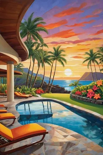 palmilla,tropical house,lanai,tropical island,hawaii,tropics,paradisus,hualalai,home landscape,beach landscape,kaanapali,wailea,oceanfront,hawai,kahala,coastal landscape,tropical beach,dream beach,holiday villa,paraiso,Art,Artistic Painting,Artistic Painting 45