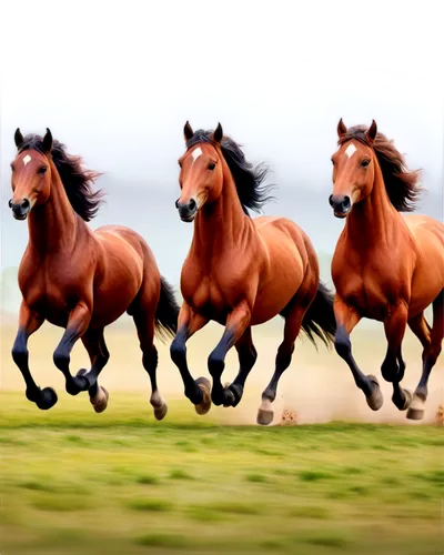 Horses, multiple horses, running, galloping, freedom, open space, dynamic movement, strong muscles, shiny coat, flowing mane, detailed hooves, blurred background, soft focus, warm lighting, cinematic 